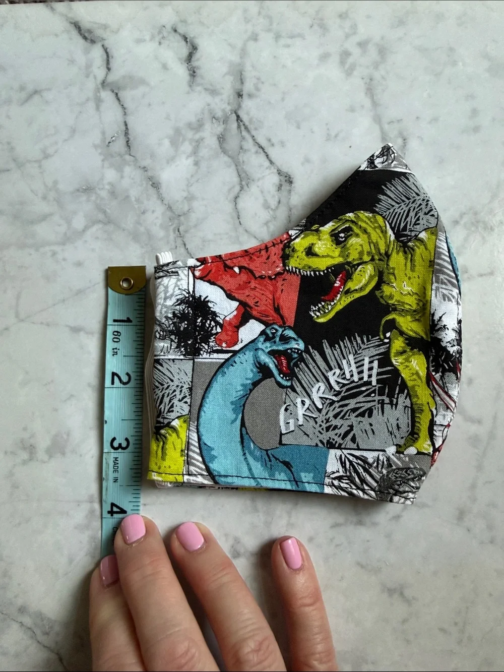Women/teen Dinosaur Print Face Mask in Multicolor